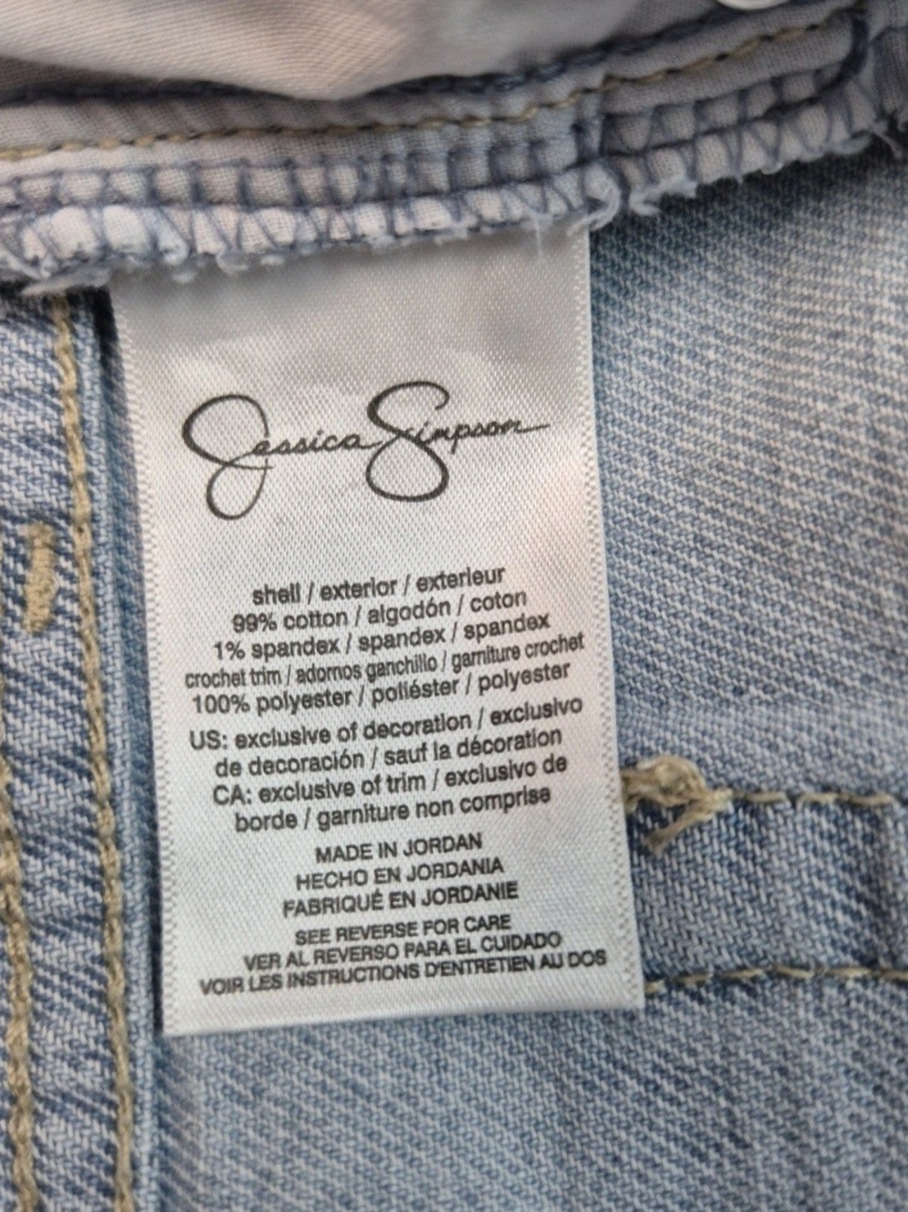 Jessica Simpson Hug Me Jean Shorts Buttercup Size 30 Frayed Button Fly Blue 31 - Picture 5 of 13